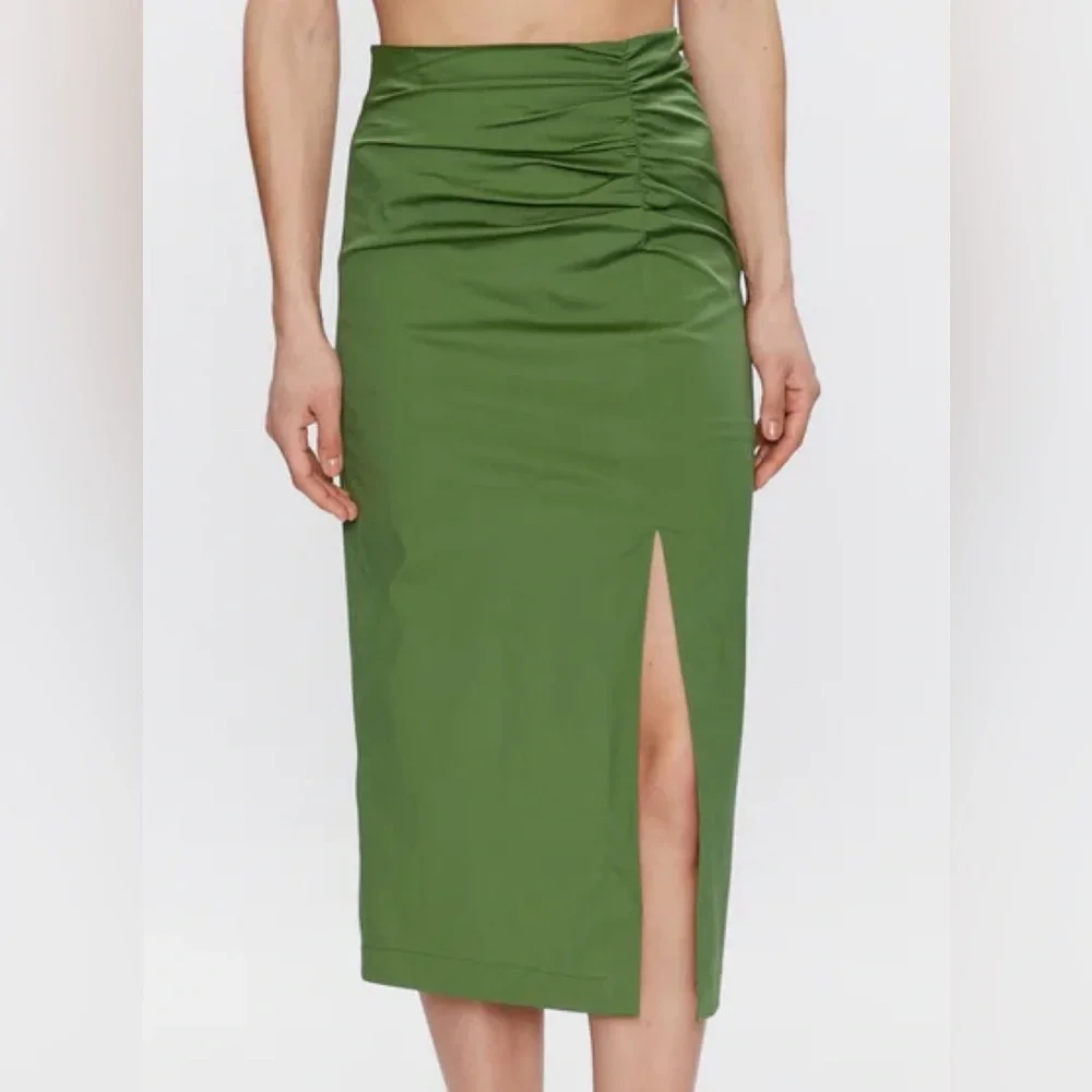 Marella Distesa Ruched A-line Midi Skirt with Slit